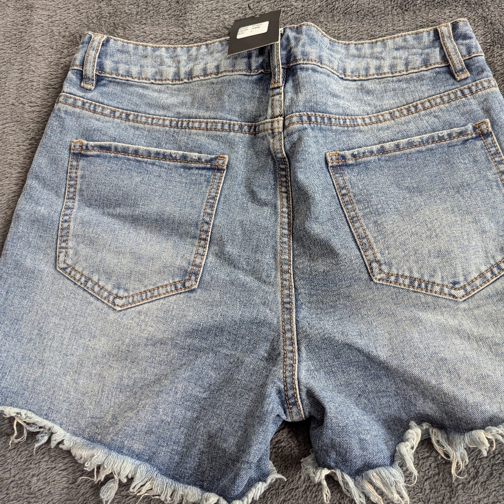 Blue B Distressed Light Blue Denim Jean Shorts - Women's - Picture 3 of 4